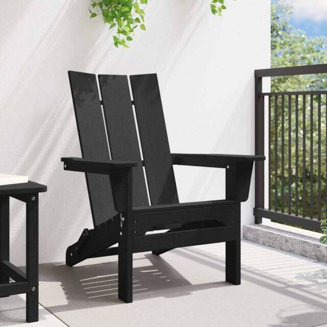 Berkfield Home Modern Folding Adirondack Chair Black 74.5x80.5x90 cm HDPE - image 1