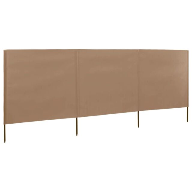 Berkfield Home 3-panel Wind Screen Fabric 400x120 cm Taupe in Beige - image 1
