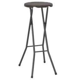Berkfield Home Folding Bar Stools 2 pcs HDPE & Steel Brown Rattan Look - thumbnail 2