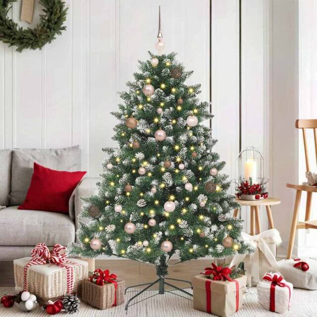 Berkfield Home Artificial Christmas Tree with Stand Green 105 x 105 x 150 cm - image 1