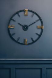 Orsina Round Black Metal Wall Clock, Minimalist Modern Clock With Warm Metallic Detail, Contemporary Iron Frame - thumbnail 3