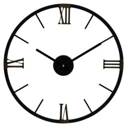 Orsina Round Black Metal Wall Clock, Minimalist Modern Clock With Warm Metallic Detail, Contemporary Iron Frame - thumbnail 1