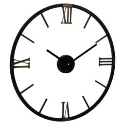 Orsina Round Black Metal Wall Clock, Minimalist Modern Clock With Warm Metallic Detail, Contemporary Iron Frame - thumbnail 2