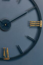 Orsina Round Black Metal Wall Clock, Minimalist Modern Clock With Warm Metallic Detail, Contemporary Iron Frame - thumbnail 6