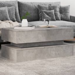 Berkfield Home Coffee Table with LED Lights Concrete Grey 90x50x40 cm - Size: 90 x 50 x 40 cm - thumbnail 1