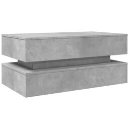 Berkfield Home Coffee Table with LED Lights Concrete Grey 90x50x40 cm - Size: 90 x 50 x 40 cm - thumbnail 3