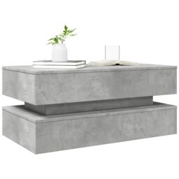 Berkfield Home Coffee Table with LED Lights Concrete Grey 90x50x40 cm - Size: 90 x 50 x 40 cm - thumbnail 6