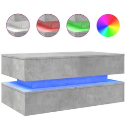 Berkfield Home Coffee Table with LED Lights Concrete Grey 90x50x40 cm - Size: 90 x 50 x 40 cm - thumbnail 2