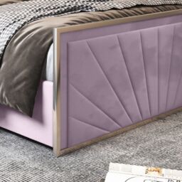 KDMD Naptime Upholstered Soft Velvet Metal Designer Bed Frame in Pink - Size: Single - thumbnail 4