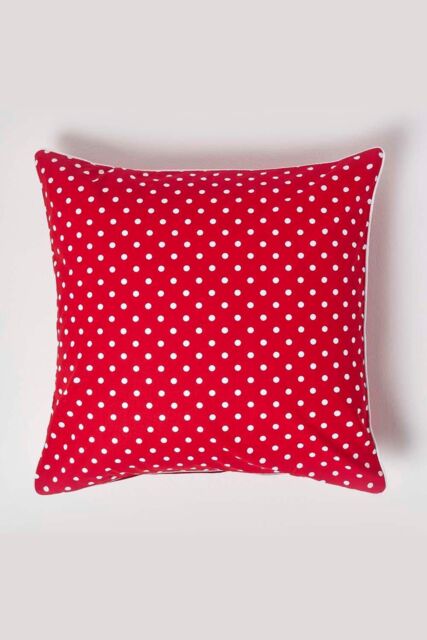 Homescapes Cotton Polka Dots Cushion Cover in Red - Size: 30 cm x 50 cm - image 1