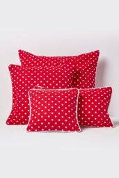 Homescapes Cotton Polka Dots Cushion Cover in Red - Size: 30 cm x 50 cm - thumbnail 5