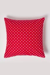 Homescapes Cotton Polka Dots Cushion Cover in Red - Size: 30 cm x 50 cm