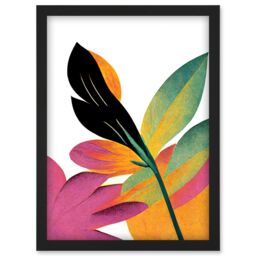 Artery8 Doppelganger33 LTD Modern Abstract Tropical Vibrant Leaves Botanical Painting Artwork Framed Wall Art Print A4 in Black - thumbnail 1