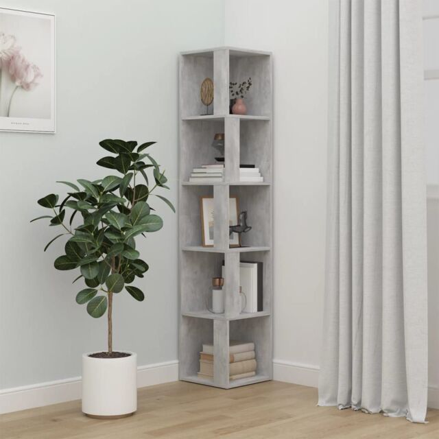 Berkfield Home Corner Cabinet Concrete Grey 33x33x164.5 cm Engineered Wood - image 1