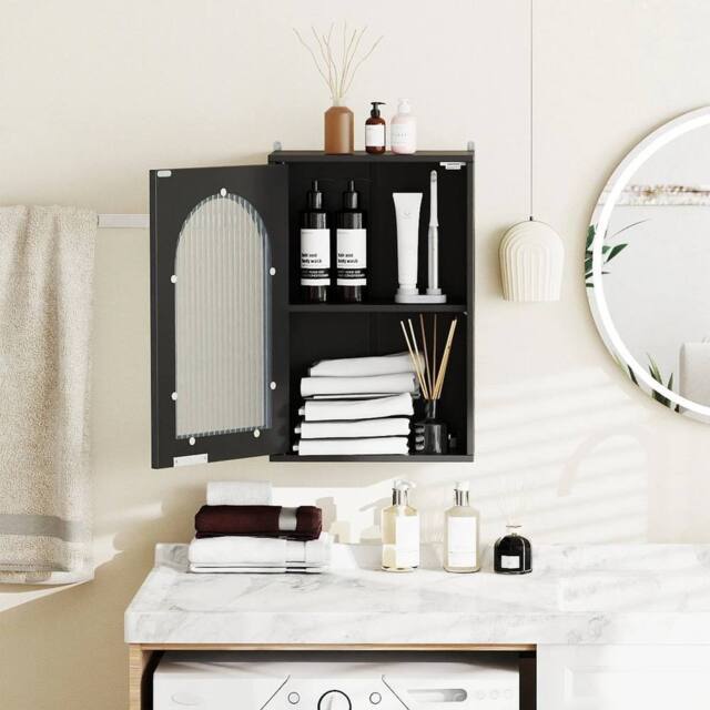 KORVIXA Bathroom Wall Cabinet Medicine Cabinet-Black in Black - image 1