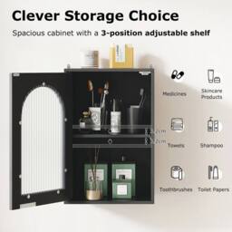 KORVIXA Bathroom Wall Cabinet Medicine Cabinet-Black in Black - thumbnail 5