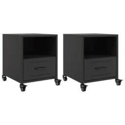 Berkfield Home Bedside Cabinets 2 pcs Black 36x39x43.5 cm Steel - thumbnail 2