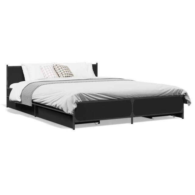 Berkfield Home Bed Frame with Drawers without Mattress Black 135x190 cm Double - image 1