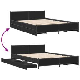 Berkfield Home Bed Frame with Drawers without Mattress Black 135x190 cm Double - thumbnail 7
