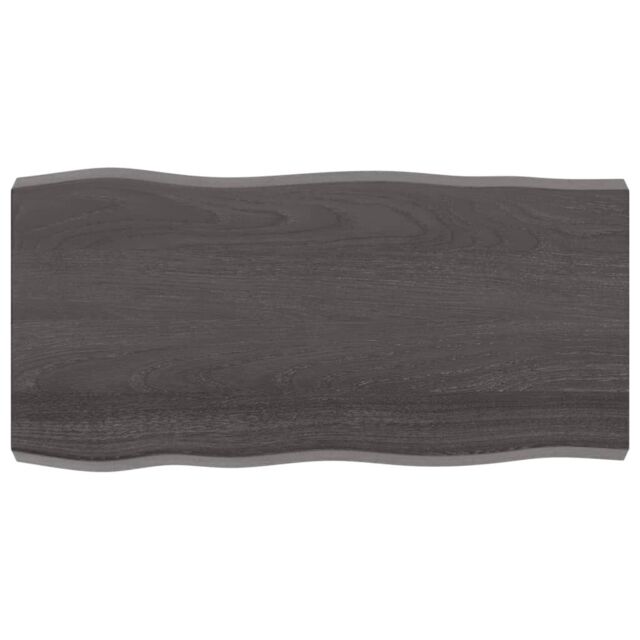 Berkfield Home Table Top Dark Grey 100x50x(2-6) cm Treated Solid Wood Live Edge in Brown - image 1