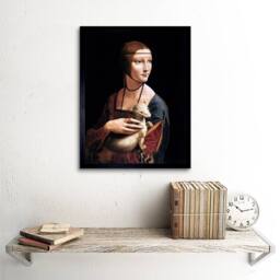 "Artery8 Leonardo Da Vinci Lady Ermine Cecilia Gallerani Framed Art Print in Black - Size: W12"" x H16""" - thumbnail 2