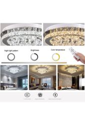 Living and Home Luxury Crystal Flush Mount Ceiling Light in Silver - thumbnail 4