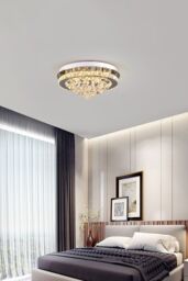 Living and Home Luxury Crystal Flush Mount Ceiling Light in Silver - thumbnail 3