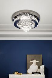 Living and Home Luxury Crystal Flush Mount Ceiling Light in Silver - thumbnail 2