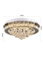Living and Home Luxury Crystal Flush Mount Ceiling Light in Silver - thumbnail 6