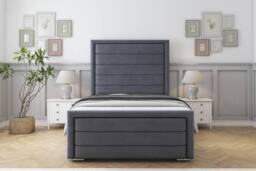 "Comfort Beds Anna Plush Bed Frame With Mattress-50"" Upholstered in Dark Grey - Size: King" - thumbnail 2