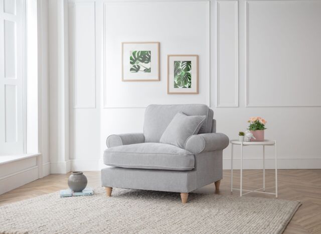 The Great Sofa Company Ezra Textured Velvet Armchair - Scroll Arm in Light Grey - image 1