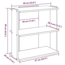 Berkfield Home Bookcase 3-Tier Concrete Grey 60x30x60 cm Engineered Wood - Size: 60 x 30 x 60 cm - thumbnail 9
