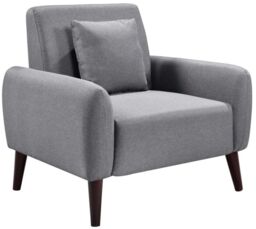 Comfy Living Ltd Grey Linen Fabric Arm Chair - thumbnail 1