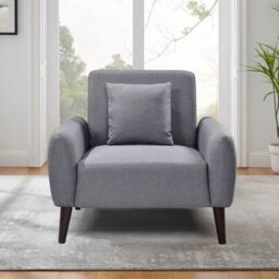Comfy Living Ltd Grey Linen Fabric Arm Chair - thumbnail 2