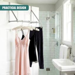 FORGEVIO Door Hanger Bar Stainless Steel Clothes Rail Drying Rack in Silver - thumbnail 6