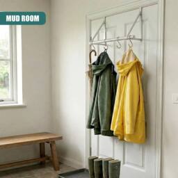 FORGEVIO Door Hanger Bar Stainless Steel Clothes Rail Drying Rack in Silver - thumbnail 5