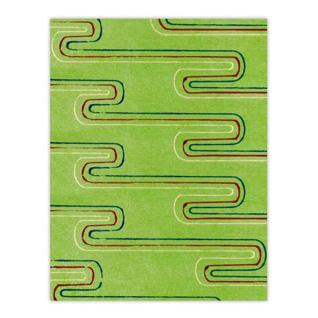 "Artery8 Green Red Line Textile Pattern Japan Wall Art Print Furuya Korin - Size: W12"" x H16""" - image 1