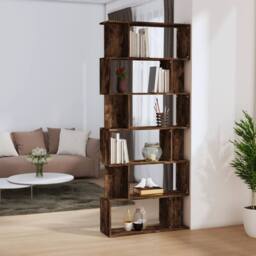 Berkfield Home Book Cabinet/Room Divider Smoked Oak 80x24x192 cm Engineered Wood in Brown - Size: 80 x 24 x 192 cm - thumbnail 2