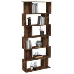 Berkfield Home Book Cabinet/Room Divider Smoked Oak 80x24x192 cm Engineered Wood in Brown - Size: 80 x 24 x 192 cm - thumbnail 4