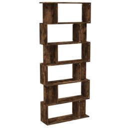 Berkfield Home Book Cabinet/Room Divider Smoked Oak 80x24x192 cm Engineered Wood in Brown - Size: 80 x 24 x 192 cm - thumbnail 1