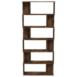 Berkfield Home Book Cabinet/Room Divider Smoked Oak 80x24x192 cm Engineered Wood in Brown - Size: 80 x 24 x 192 cm - thumbnail 5