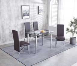Modernique Set of 4 Dining Chairs in Faux Leather Chrome Frame Solid Build in Brown - thumbnail 4