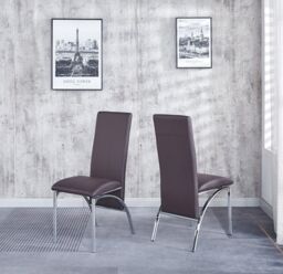 Modernique Set of 4 Dining Chairs in Faux Leather Chrome Frame Solid Build in Brown - thumbnail 1