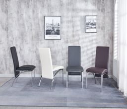 Modernique Set of 4 Dining Chairs in Faux Leather Chrome Frame Solid Build in Brown - thumbnail 2