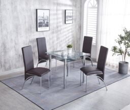 Modernique Set of 4 Dining Chairs in Faux Leather Chrome Frame Solid Build in Brown - thumbnail 3
