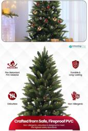 Neel Blue Green Pine Xmas Tree, Artificial Christmas Tree with Warm White LEDs - Size: 4ft - thumbnail 3