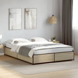 Berkfield Home Bed Frame without Mattress Sonoma Oak 120x190 cm Small Double in Brown - thumbnail 2