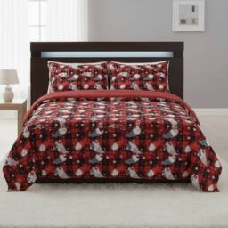 Snug City Ultra Soft Teddy Duvet Cover Set Gonk Christmas Cozy Fleece Bedding in Red - Size: King