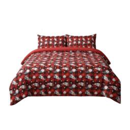Snug City Ultra Soft Teddy Duvet Cover Set Gonk Christmas Cozy Fleece Bedding in Red - Size: King - thumbnail 2