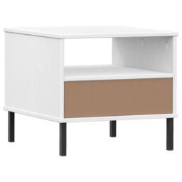 Berkfield Home Bedside Table with Metal Legs White Solid Wood Pine OSLO - thumbnail 7
